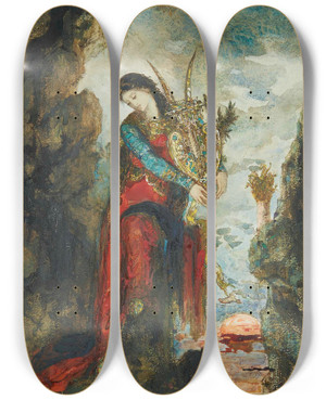 Triptych art skateboard deck of Gustave Moreau Sappho by Gustave Moreau (1826-1898)