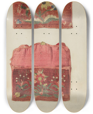 Triptych art skateboard deck of Phyllis Dorr Purse by Phyllis Dorr