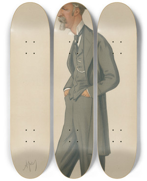 Triptych art skateboard deck of Carlo Pellegrini Politicians South Wilts The Viscout Folkestone July 3 1880 by Carlo Pellegrini (1839-1889)