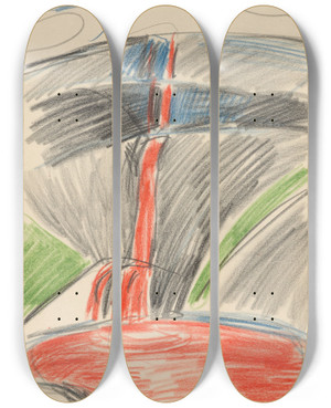 Triptych art skateboard deck of Edvard Munch Cascade Of Blood by Edvard Munch (1863-1944)