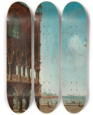 Triptych art skateboard deck of Marco Grubas Bridge Of Sighs by Marco Grubas (1839-1910)