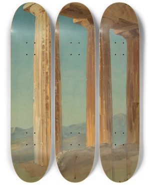 Triptych art skateboard deck of Frederic Edwin Church Columns Of The Parthenon Athens by Frederic Edwin Church (1826-1900) Triptych art skateboard deck of Frederic Edwin Church Columns Of The Parthenon Athens by Frederic Edwin Church (1826-1900)