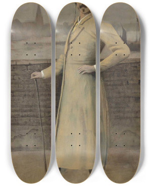 Triptych art skateboard deck of Walter Greaves Portrait Of James Mcneill Whistler_1 by Walter Greaves (1841-1930)