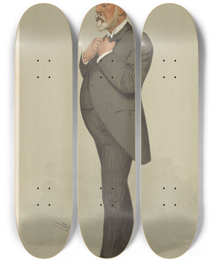 Triptych art skateboard deck of Leslie Matthew Ward Bankers And Financiers Mr Samuel Hope Morley 1 April 1905 by Leslie Matthew Ward (1851-1922)