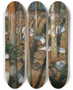 Triptych art skateboard deck of Akseli Gallenkallela Frhjahr by Akseli Gallen Kallela (1865-1931)