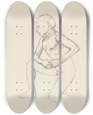 Triptych art skateboard deck of Adolf Sternschuss Akt Mczyzny Klczcego Na Jednym Kolanie by Adolf Sternschuss (1873-1915)