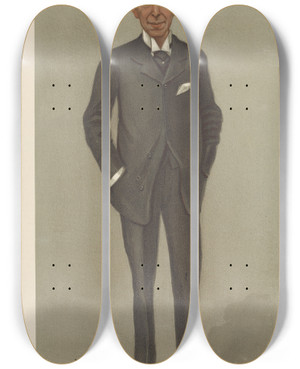 Triptych art skateboard deck of Leslie Matthew Ward Legal Public Prosecutions Earl Of Desart His Style Then Being Sir Hamilton John Agmondesham Cuffe January 16 1902 by Leslie Matthew Ward (1851-1922)