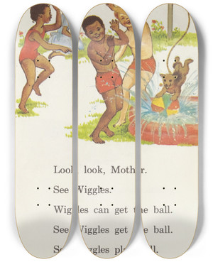 Triptych art skateboard deck of Ruth Ives Laugh With Larry Pl12 by Ruth Ives (1914)