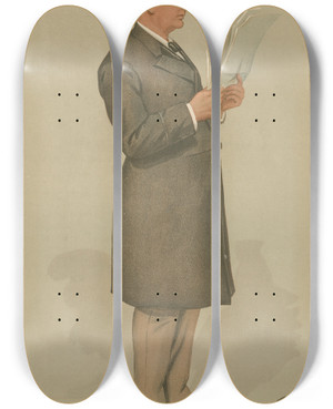 Triptych art skateboard deck of Leslie Matthew Ward Politicians A Financial Secretary Rt Hon Rw Hanbury May 28 1896 by Leslie Matthew Ward (1851-1922)