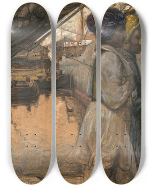 Triptych art skateboard deck of Victor Hageman Hindus by Victor Hageman (1868-1940)