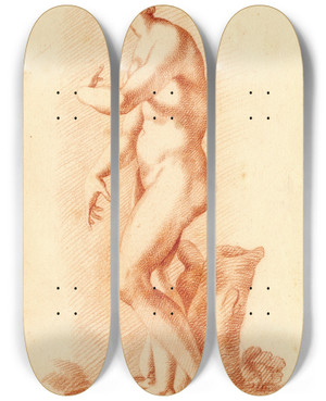 Triptych art skateboard deck of Cornelis Pronk Beeld Van De Venus Medicea_1 by Cornelis Pronk (1691-1759)