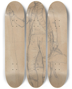 Triptych art skateboard deck of Thomas Hickey Study Of Sir Alexander Allan by Thomas Hickey (1741-1824)