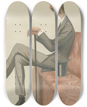 Triptych art skateboard deck of Leslie Matthew Ward Politicians Isandula General Lord Chalmsford September 3 1881 by Leslie Matthew Ward (1851-1922)