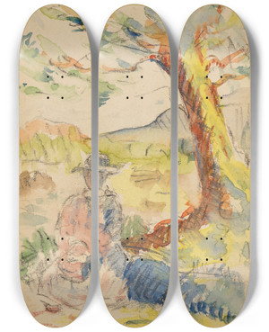 Triptych art skateboard deck of Henriedmond Cross Femme Sous Un Arbre by Henri-Edmond Cross (1856-1910)