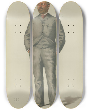 Triptych art skateboard deck of Thobald Chartran Vanity Fair Politicians Brighton Mr William Thackerey Marriot March 24 1833 by Theobald Chartran (1849-1907)
