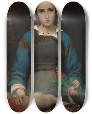 Triptych art skateboard deck of Emileauguste Hublin A Friend In Need by Emile-Auguste Hublin (1830-1891)