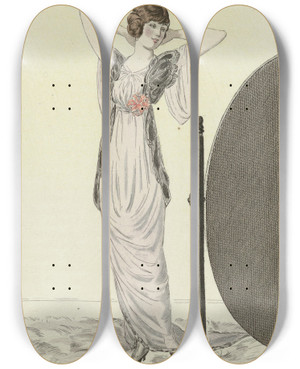 Triptych art skateboard deck of Fernand Simon Deshabill De Mousselin by Fernand Simeon (1884-1928)