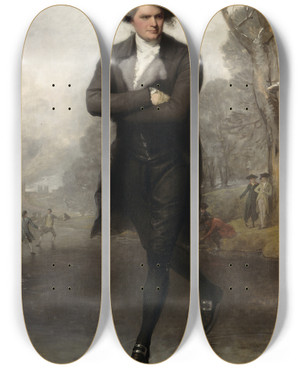 Triptych art skateboard deck of Gilbert Stuart The Skater Portrait Of William Grant by Gilbert Stuart (1755-1828)