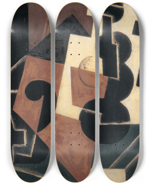 Triptych art skateboard deck of Juan Gris Glass And Water Bottle by Juan Gris (1887-1927) Triptych art skateboard deck of Juan Gris Glass And Water Bottle by Juan Gris (1887-1927)