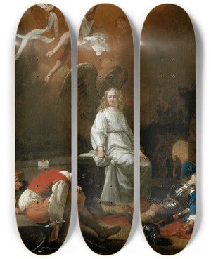 Triptych art skateboard deck of Bartholomeus Breenbergh The Resurrection by Bartholomeus Breenbergh (1598-1657)