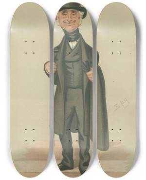 Triptych art skateboard deck of Leslie Matthew Ward Politicians Customs Lord Cottesloe July 22 1876 by Leslie Matthew Ward (1851-1922)