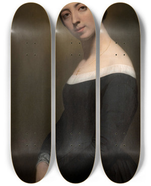 Triptych art skateboard deck of Ary Scheffer Portrait Of Pauline Viardot by Ary Scheffer (1795-1858)