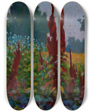 Triptych art skateboard deck of Ambroy Sabatowski Amaranth by Ambrozy Sabatowski (1871-1920)