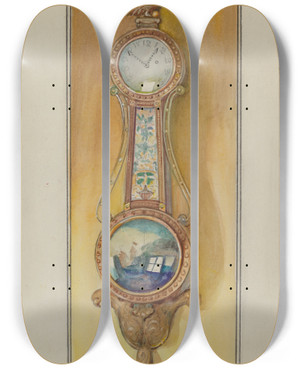Triptych art skateboard deck of George Loughridge Clock Girandole by George Loughridge (20-)