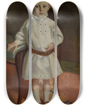 Triptych art skateboard deck of Stanisaw Dbicki Portrait Of A Girl by Stanislaw Debicki (1866-1924)