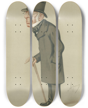 Triptych art skateboard deck of Carlo Pellegrini Doctors And Scientists Astronomy Sir George Biddell Airy 13 November 1875 by Carlo Pellegrini (1839-1889)