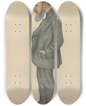 Triptych art skateboard deck of Leslie Matthew Ward Politicians Joe Mr Joseph Cowen April 27 1878 by Leslie Matthew Ward (1851-1922)