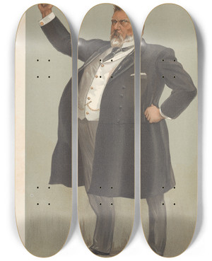 Triptych art skateboard deck of Leslie Matthew Ward Architects And Engineers King Dick The Rt Hon Richard John Seddon 17 April 1902 by Leslie Matthew Ward (1851-1922)