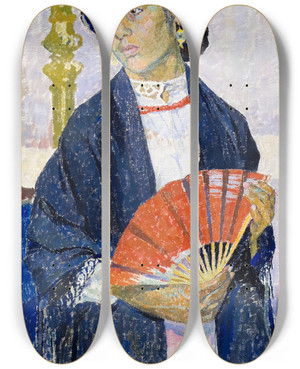 Triptych art skateboard deck of Carl Wilhelmson Gitanilla by Carl Wilhelmson (1866-1928)