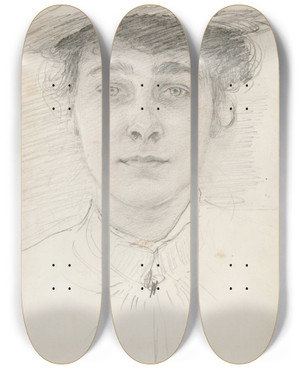 Triptych art skateboard deck of John Singer Sargent Miss Nhuxley by John Singer Sargent (1856-1925)