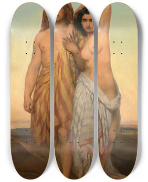 Triptych art skateboard deck of Gustaf Wappers The Shulamite by Gustaf Wappers (1803-1874)