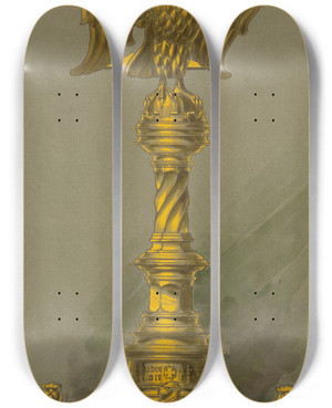 Triptych art skateboard deck of George Edmund Street Design Executed For Jones And Willis Metal And Woodworkers And Church Furniture Manufacturers Of Birmingham And London_37 by George Edmund Street (1824-1881)