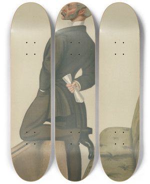 Triptych art skateboard deck of Leslie Matthew Ward Military And Navy The Soldier Who Couldnt Draw His Sword Major General Sir Henry Marshman Havelock March 29 1879 by Leslie Matthew Ward (1851-1922)