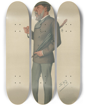 Triptych art skateboard deck of Leslie Matthew Ward Military And Navy Hobart Pasha Admiral Hobart Pasha June 1 1878 by Leslie Matthew Ward (1851-1922)