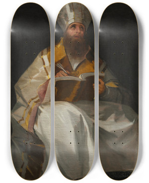 Triptych art skateboard deck of Francisco De Goya Saint Ambrose by Francisco de Goya (1746-1828)
