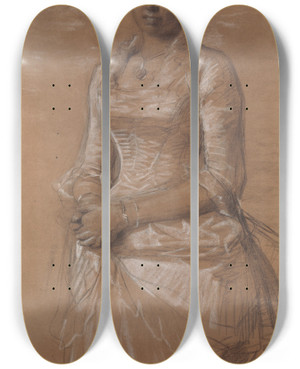 Triptych art skateboard deck of Peder Severin Kryer Portrait Of Frederikke Tuxen by Peder Severin Kroyer (1851-1909)