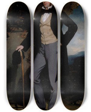 Triptych art skateboard deck of Sir Francis Grant Portrait Of John Naylor by Sir Francis Grant (1803-1878)