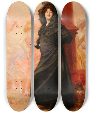 Triptych art skateboard deck of Frederik Hendrik Kaemmerer Masquerade by Frederik Hendrik Kaemmerer (1839-1902)