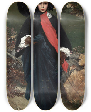 Triptych art skateboard deck of Frederic Leighton Portrait Of May Sartoris_1 by Frederic Leighton (1830-1896)