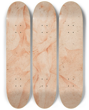 Triptych art skateboard deck of Hendrik Krock Mandlig Modelstudie Stende by Hendrik Krock (1671-1738)