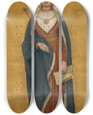 Triptych art skateboard deck of Albert Frans Lieven De Vriendt Joan Of Flanders Daughter Of Baldwin Of Constantinople by Albert Frans Lieven De Vriendt (1843-1900)