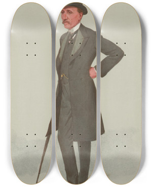 Triptych art skateboard deck of Leslie Matthew Ward Politicians Good Works The Earl Of Plymouth 5 April 1906 by Leslie Matthew Ward (1851-1922)