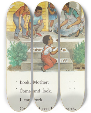 Triptych art skateboard deck of Ruth Ives Laugh With Larry Pl20 by Ruth Ives (1914)