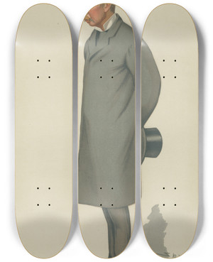 Triptych art skateboard deck of Leslie Matthew Ward Politicians Torquay Lord Haldon March 4 1882 by Leslie Matthew Ward (1851-1922)