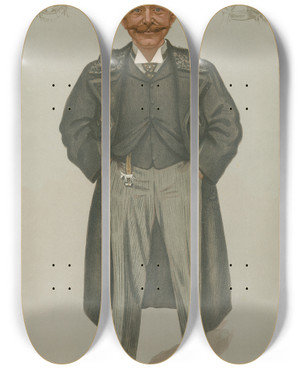 Triptych art skateboard deck of Leslie Matthew Ward Military And Navy Lalatin Colonel Sir Rudolf Carl Slatin June 15 1899 by Leslie Matthew Ward (1851-1922)