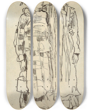 Triptych art skateboard deck of Winslow Homer Two Girls by Winslow Homer (1836-1910)